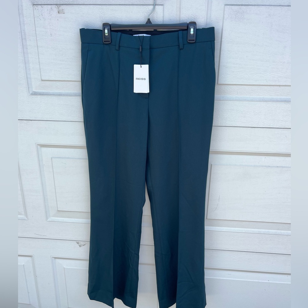 Women Reiss wool blend trouser Teal high rise pants size 10R
